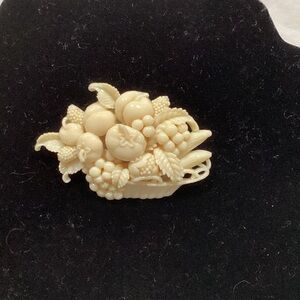 Cream Fruit Basket Brooch